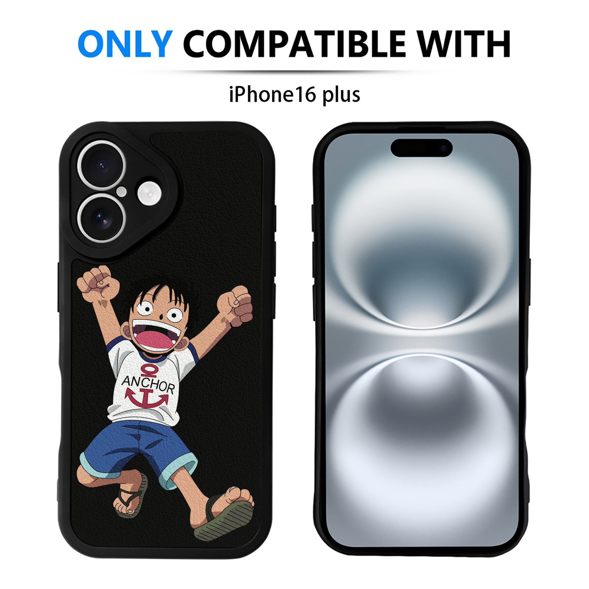 （画像用） ワンピース モンキー・D・ルフィ ONE PIECE Monkey D. Luffy 【iPhone 16シリーズ対応】シリコンスマホケース（レザー調） 材質：シリコン